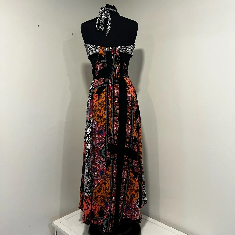Free People Patchwork Maxi Dress in Black, Pink, Orange and Purple - Picture 11 of 16